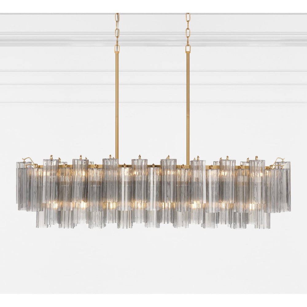 Eloria Glass Linear Chandelier – Modern Fluted Glass Pendant Light