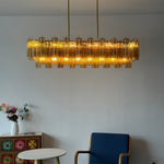 Eloria Glass Linear Chandelier – Modern Fluted Glass Pendant Light