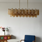 Eloria Glass Linear Chandelier – Modern Fluted Glass Pendant Light