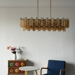 Eloria Glass Linear Chandelier – Modern Fluted Glass Pendant Light