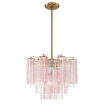 Eloria Glass Chandelier – Modern Fluted Glass Pendant Light, Gold Finish
