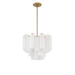 Eloria Glass Chandelier – Modern Fluted Glass Pendant Light, Gold Finish