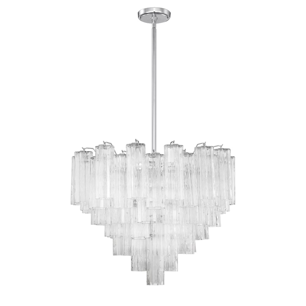 Eloria Glass Chandelier – Modern Fluted Glass Pendant Light, Gold Finish