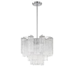 Eloria Glass Chandelier – Modern Fluted Glass Pendant Light, Gold Finish
