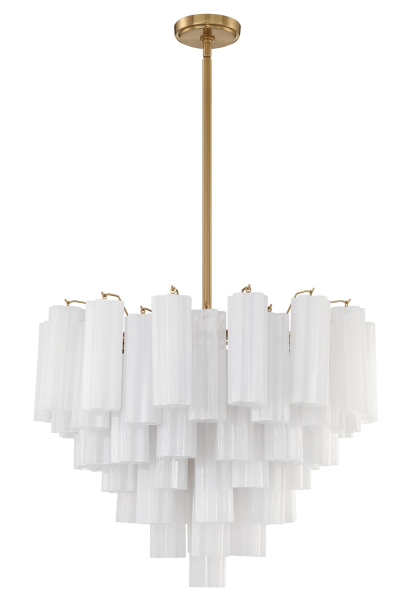 Eloria Glass Chandelier – Modern Fluted Glass Pendant Light, Gold Finish