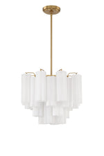 Eloria Glass Chandelier – Modern Fluted Glass Pendant Light, Gold Finish