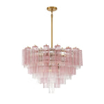 Eloria Glass Chandelier – Modern Fluted Glass Pendant Light, Gold Finish