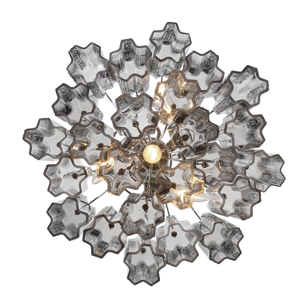 Eloria Glass Chandelier – Modern Fluted Glass Pendant Light, Gold Finish