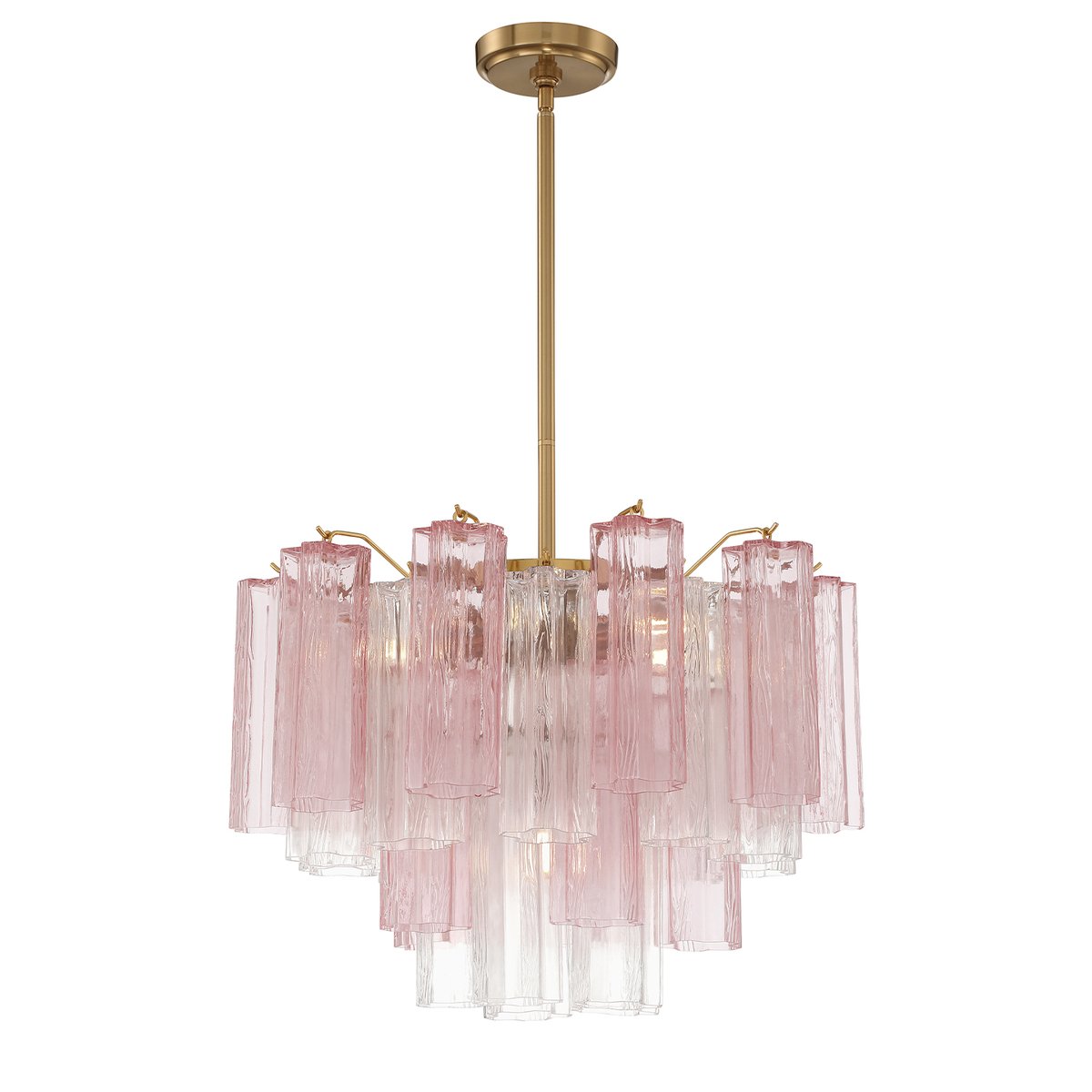Eloria Glass Chandelier – Modern Fluted Glass Pendant Light, Gold Finish