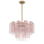 Eloria Glass Chandelier – Modern Fluted Glass Pendant Light, Gold Finish