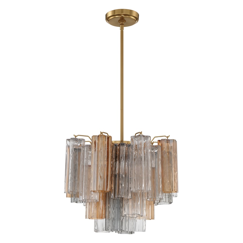 Eloria Glass Chandelier – Modern Fluted Glass Pendant Light, Gold Finish