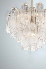 Eloria Glass Chandelier – Modern Fluted Glass Pendant Light, Gold Finish