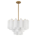 Eloria Glass Chandelier – Modern Fluted Glass Pendant Light, Gold Finish
