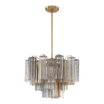 Eloria Glass Chandelier – Modern Fluted Glass Pendant Light, Gold Finish