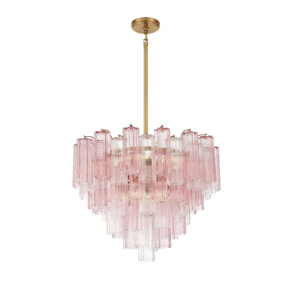 Eloria Glass Chandelier – Modern Fluted Glass Pendant Light, Gold Finish