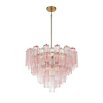 Eloria Glass Chandelier – Modern Fluted Glass Pendant Light, Gold Finish