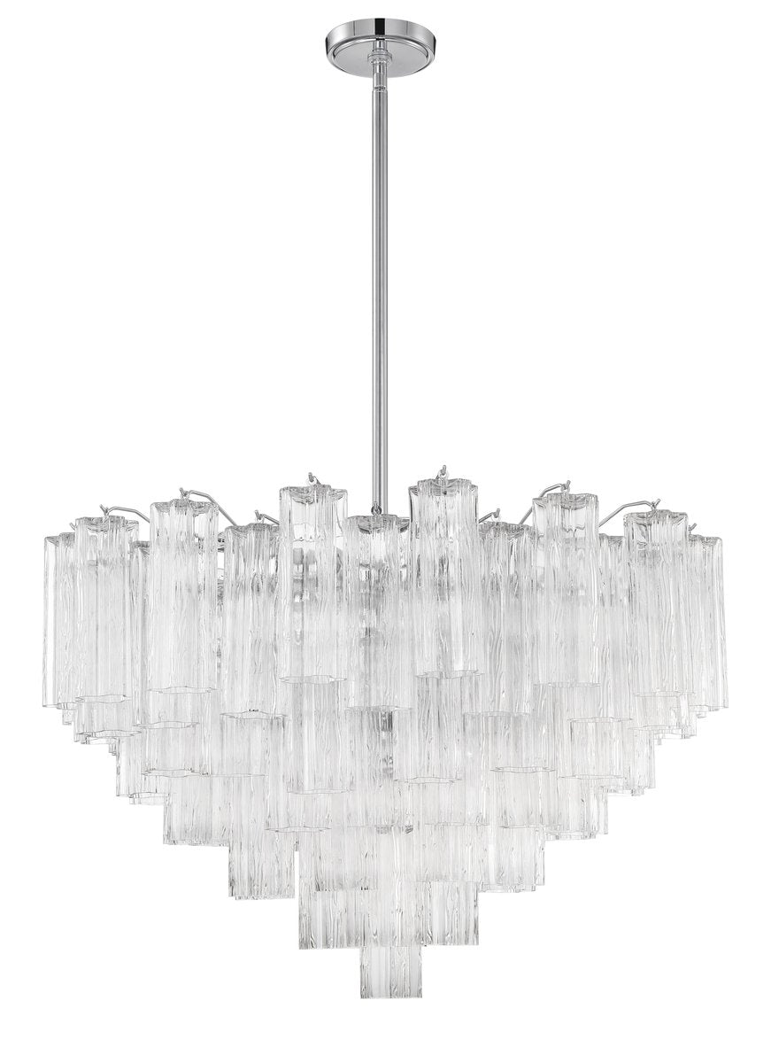 Eloria Glass Chandelier – Modern Fluted Glass Pendant Light, Gold Finish