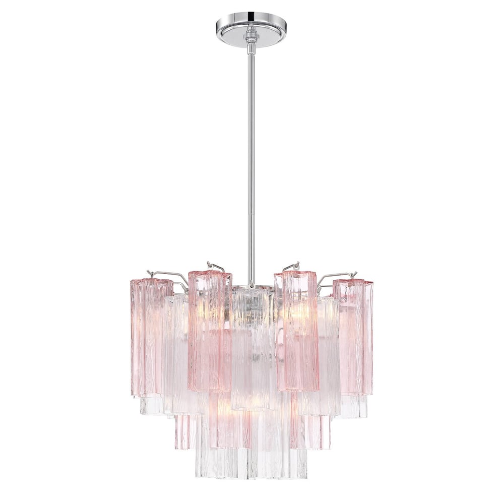 Eloria Glass Chandelier – Modern Fluted Glass Pendant Light, Gold Finish
