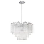 Eloria Glass Chandelier – Modern Fluted Glass Pendant Light, Gold Finish