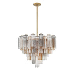 Eloria Glass Chandelier – Modern Fluted Glass Pendant Light, Gold Finish