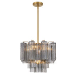 Eloria Glass Chandelier – Modern Fluted Glass Pendant Light, Gold Finish