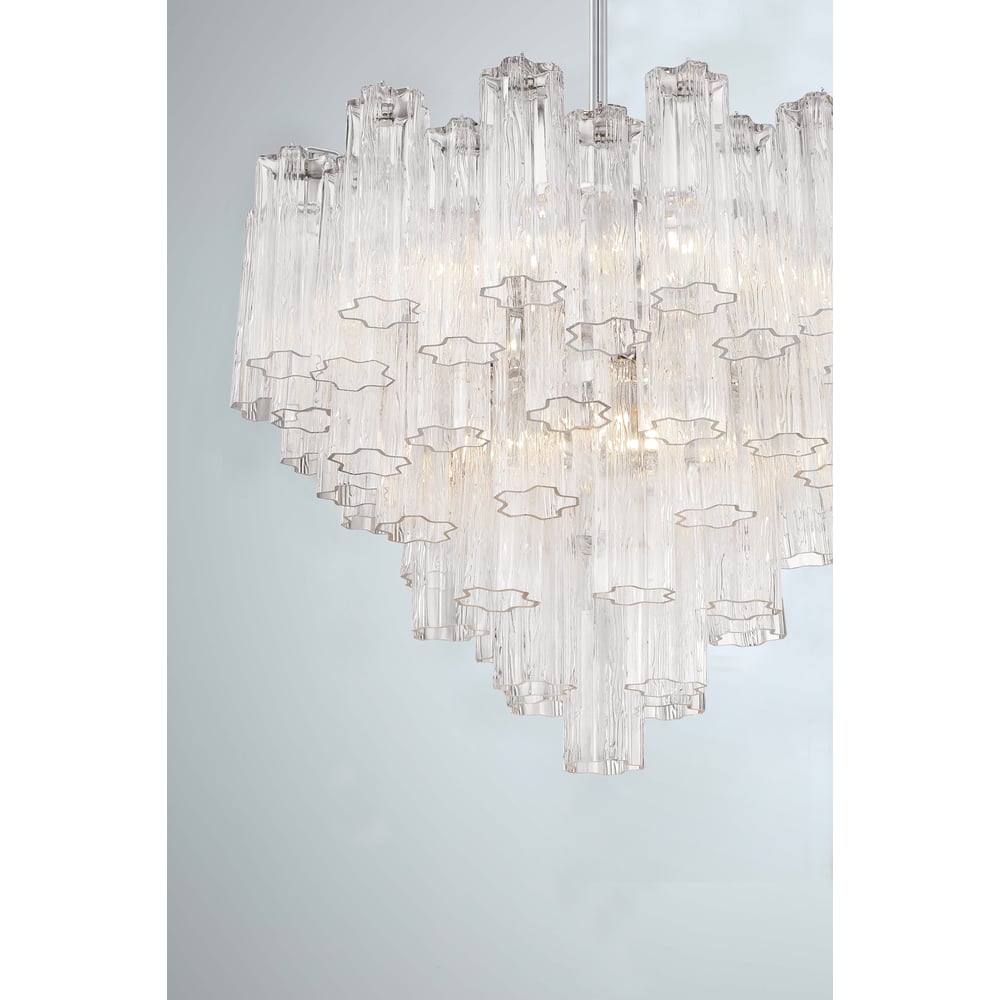 Eloria Glass Chandelier – Modern Fluted Glass Pendant Light, Gold Finish