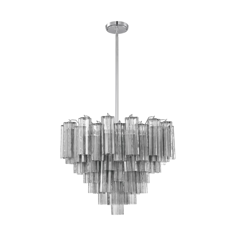 Eloria Glass Chandelier – Modern Fluted Glass Pendant Light, Gold Finish