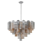 Eloria Glass Chandelier – Modern Fluted Glass Pendant Light, Gold Finish