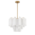 Eloria Glass Chandelier – Modern Fluted Glass Pendant Light, Gold Finish
