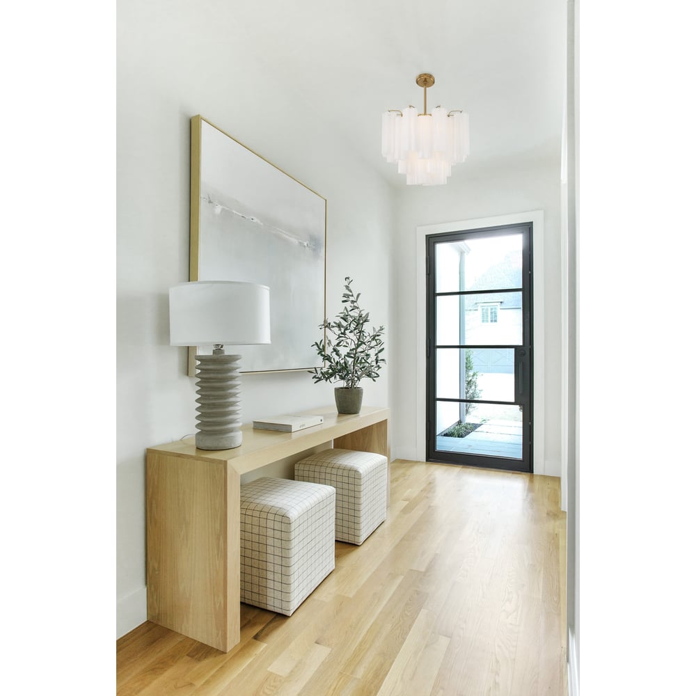 Eloria Glass Chandelier – Modern Fluted Glass Pendant Light, Gold Finish