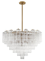 Eloria Glass Chandelier – Modern Fluted Glass Pendant Light, Gold Finish