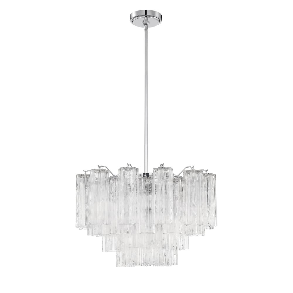 Eloria Glass Chandelier – Modern Fluted Glass Pendant Light, Gold Finish