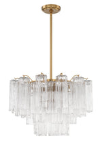 Eloria Glass Chandelier – Modern Fluted Glass Pendant Light, Gold Finish