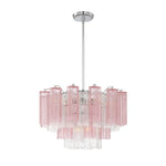 Eloria Glass Chandelier – Modern Fluted Glass Pendant Light, Gold Finish