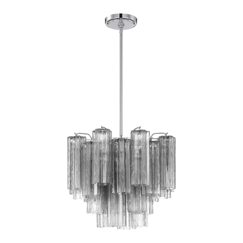 Eloria Glass Chandelier – Modern Fluted Glass Pendant Light, Gold Finish