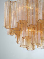 Eloria Glass Chandelier – Modern Fluted Glass Pendant Light, Gold Finish