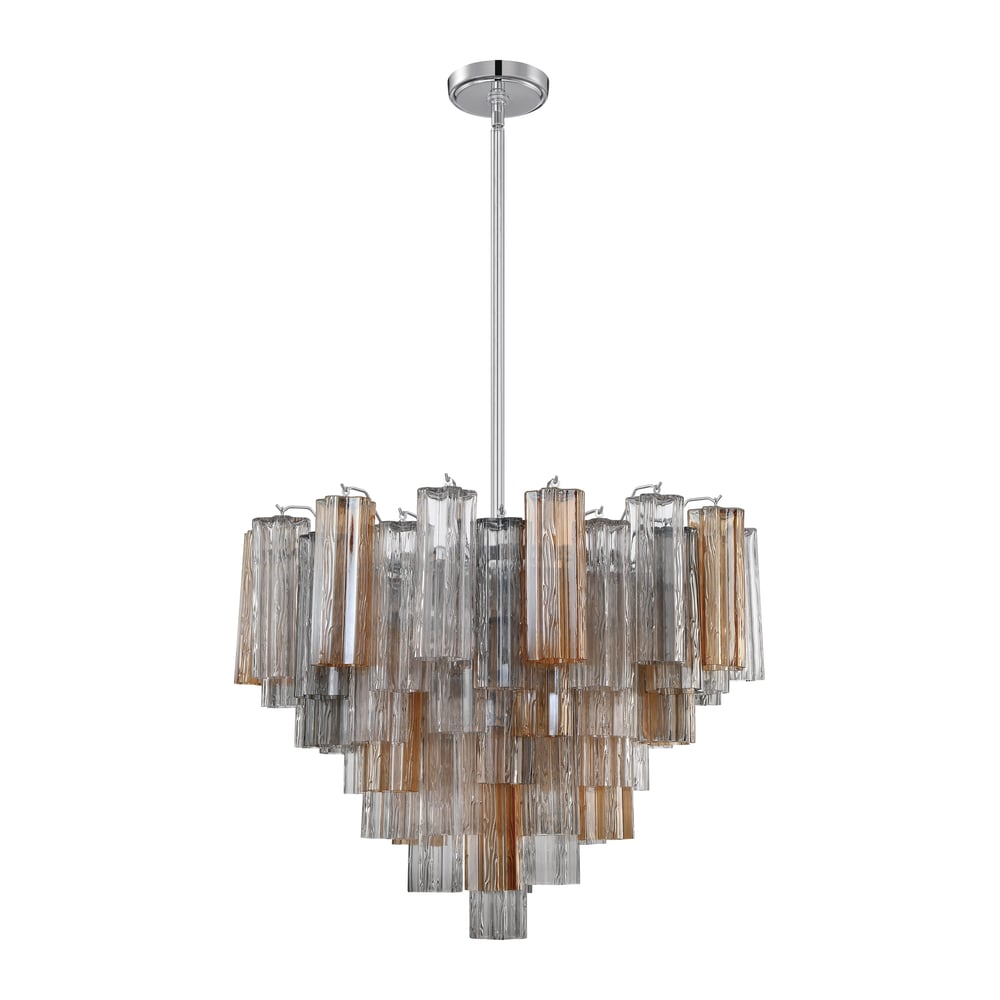 Eloria Glass Chandelier – Modern Fluted Glass Pendant Light, Gold Finish