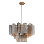 Eloria Glass Chandelier – Modern Fluted Glass Pendant Light, Gold Finish