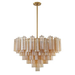 Eloria Glass Chandelier – Modern Fluted Glass Pendant Light, Gold Finish