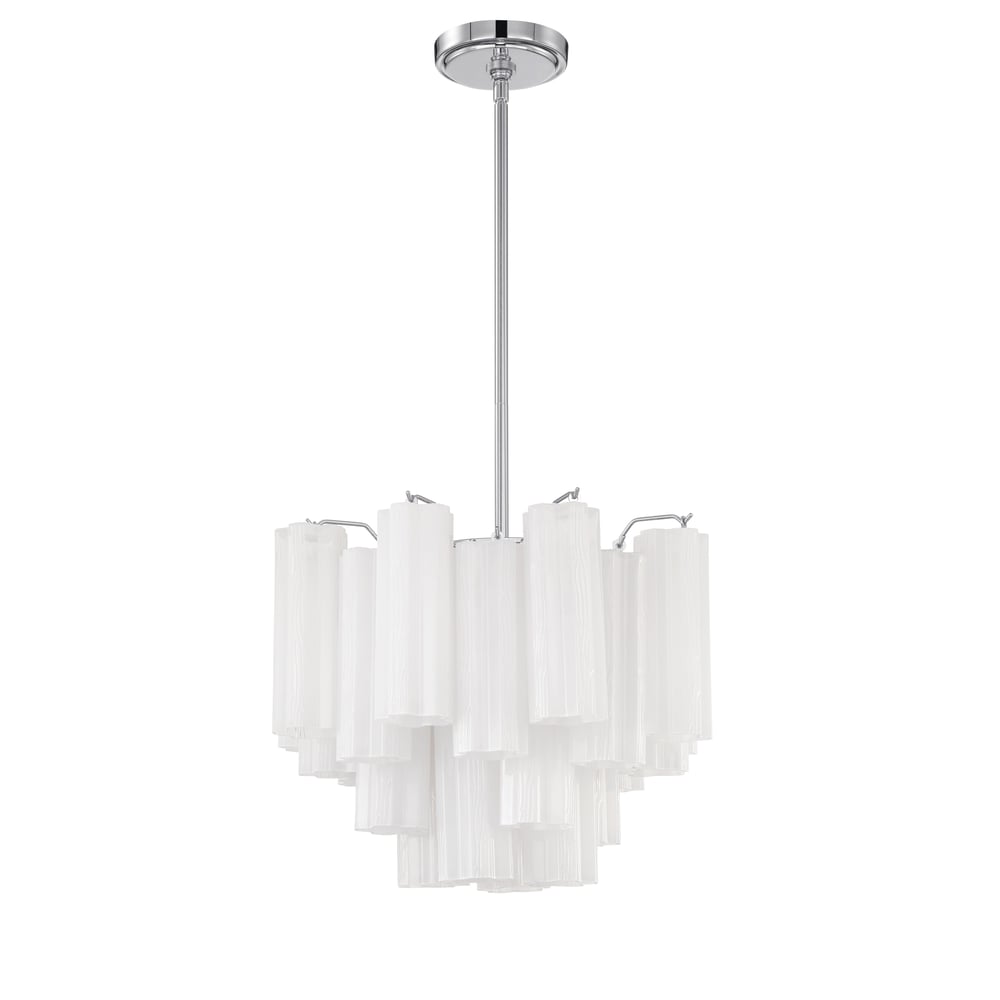 Eloria Glass Chandelier – Modern Fluted Glass Pendant Light, Gold Finish