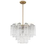 Eloria Glass Chandelier – Modern Fluted Glass Pendant Light, Gold Finish