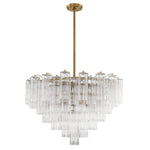 Eloria Glass Chandelier – Modern Fluted Glass Pendant Light, Gold Finish