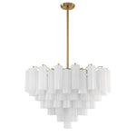 Eloria Glass Chandelier – Modern Fluted Glass Pendant Light, Gold Finish