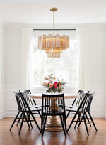 Eloria Glass Chandelier – Modern Fluted Glass Pendant Light, Gold Finish