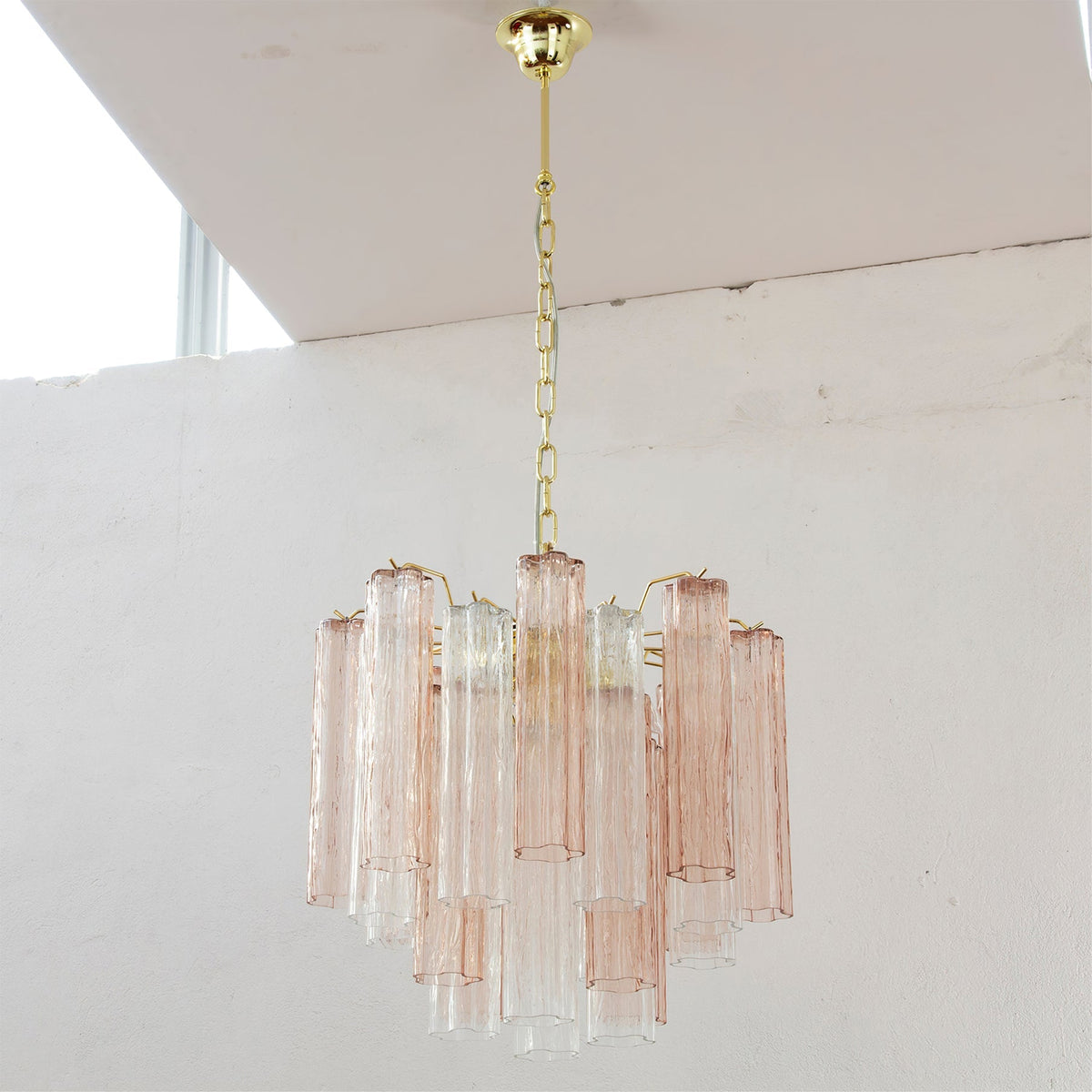 Liora Glass Chandelier – Modern Gold Accent Pendant Light for Dining Room and Living Room