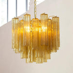Liora Glass Chandelier – Modern Gold Accent Pendant Light for Dining Room and Living Room