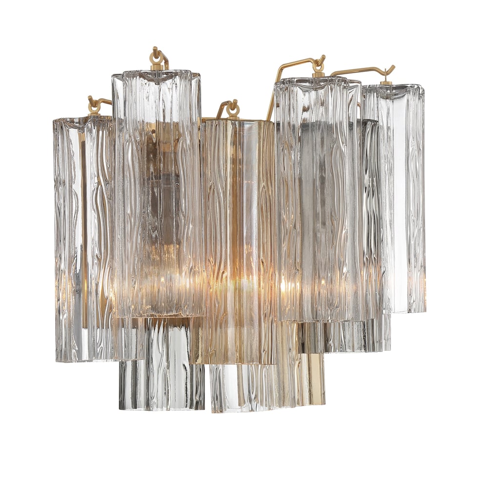 Eloria Glass Wall Sconce — Tiered Fluted Glass, Gold Frame