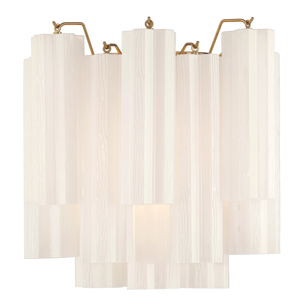 Eloria Glass Wall Sconce — Tiered Fluted Glass, Gold Frame