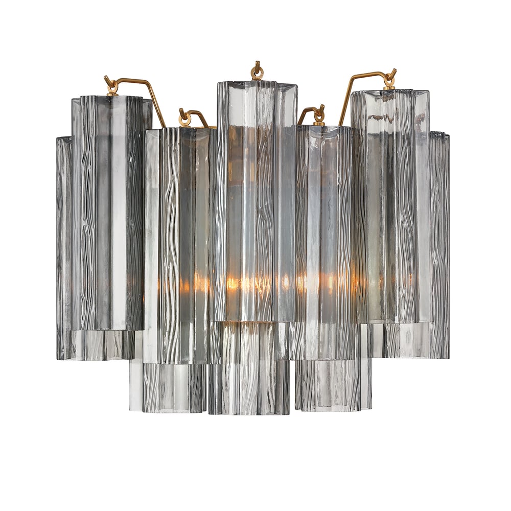 Eloria Glass Wall Sconce — Tiered Fluted Glass, Gold Frame