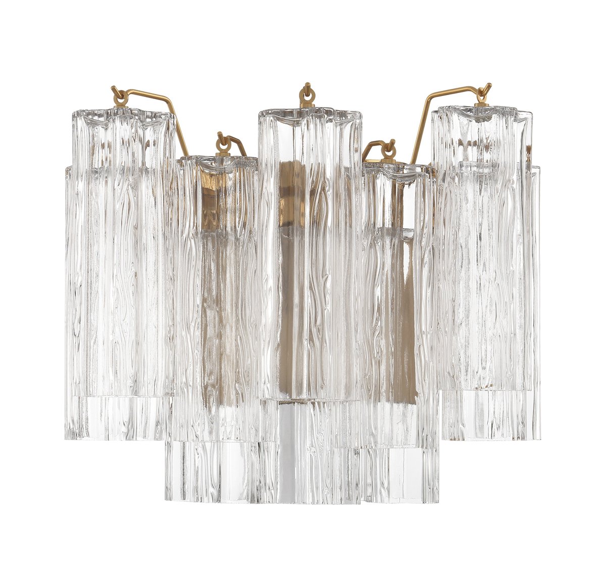 Eloria Glass Wall Sconce — Tiered Fluted Glass, Gold Frame